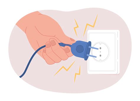 Desconectando Poder Cable 2d Vector Aislado Mancha Ilustración