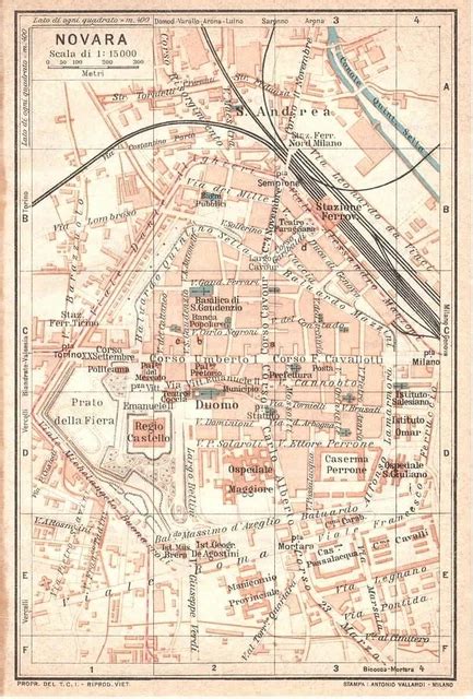 carta geografica antica novara pianta della citta tci  antique map