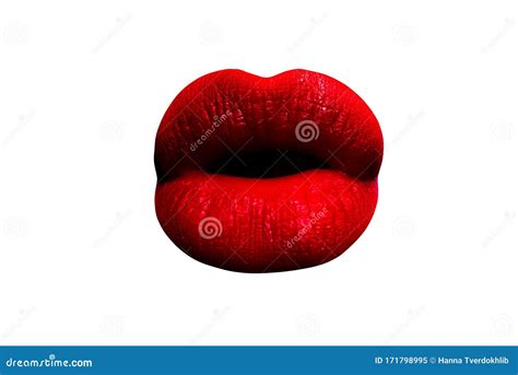 Red Lips Icon Full Lips Mouth Female Mouth Isolated On White