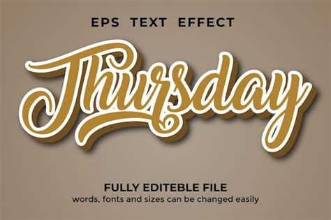 Premium Vector 3d Style Thursday Editable Text Effect