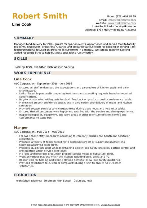 Restaurant Cook Resume Sample