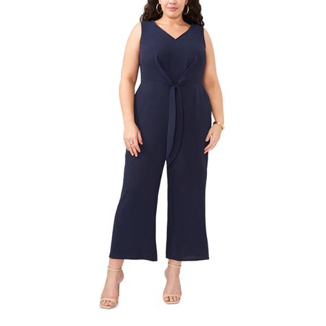 Plus Size Msk Sleeveless V Neck Crinkle Twill Jumpsuit Boscovs