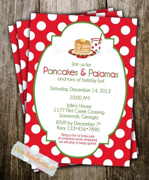 Pancakes And Pajamas Invitation Christmas Holiday By 2sweetteas