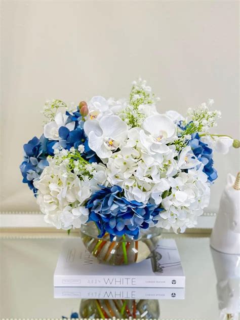 This Premium Real Touch Hydrangea Flower Arrangement Features Large