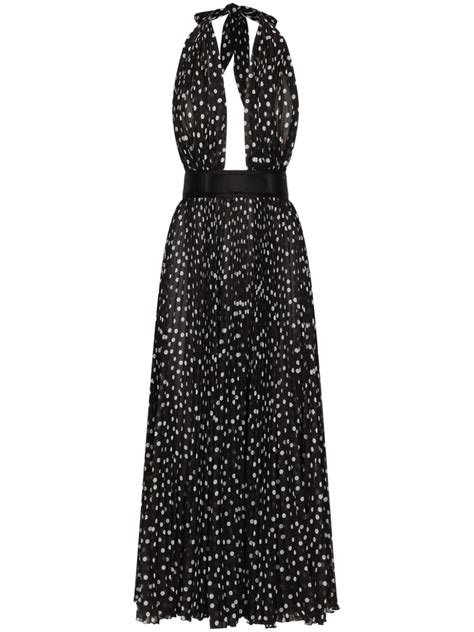 Dolce Gabbana Polka Dot Print Halterneck Dress Black FARFETCH UK