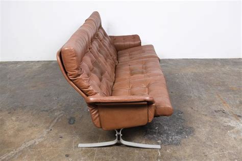 Danish Mid Century Tufted Leather Atlantis Sofa By Ebbe Gehl And