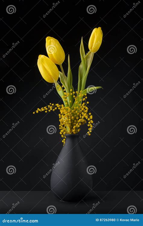 Yellow Tulips In Vase Stock Photo Image Of Floral Love 87263980