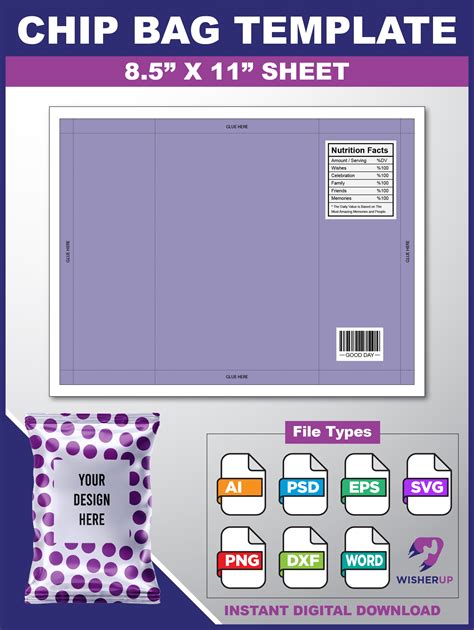 Chip Bag Template Blank Chip Bag Template Chip Bag Labels Editable