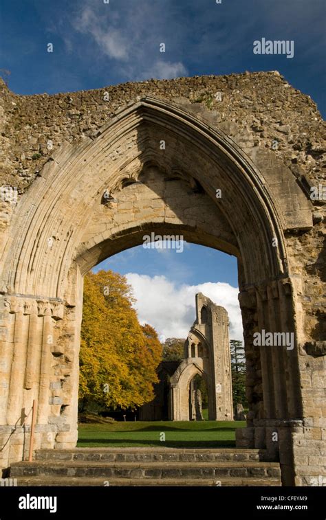 Ruins of Glastonbury Abbey, Glastonbury, Somerset, England, United ...