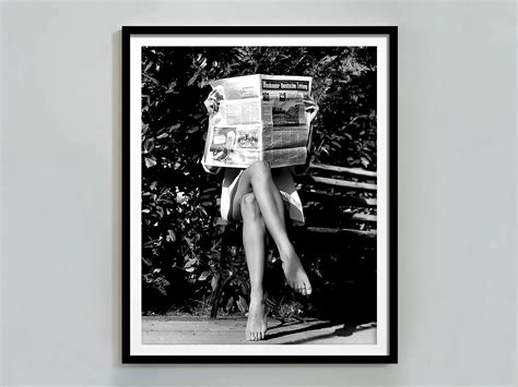 Woman Reading Newspaper Print, Black and White, Fashion Photography ...