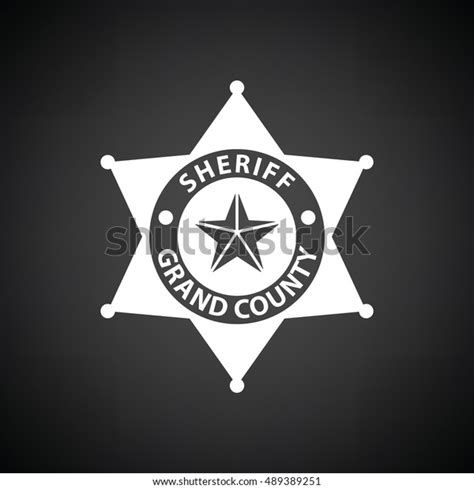 Sheriff Badge Icon Black Background White Stock Vector Royalty Free