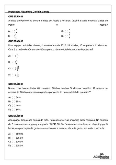 Questões Com Razão E Proporção