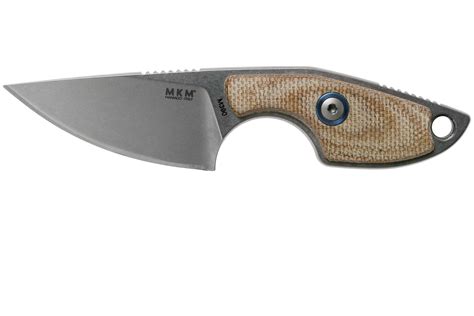 Mkm Mikro Drop Stonewashed Natural Canvas Micarta Neck Knife Jesper