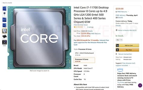 Intel 11th Gen Rocket Lake Pricing Already Going Down On Amazon