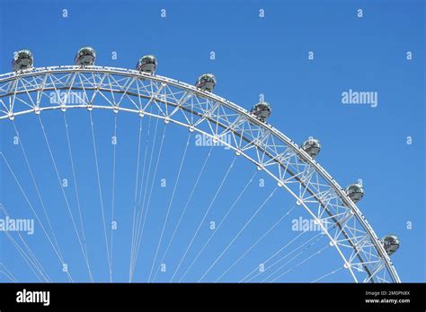 London Eye Ferris Wheel Capsules On Clear Blue Sky London England