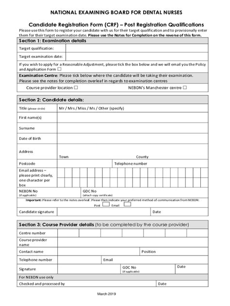 Fillable Online Candidate Registration Form CRF Post Registration