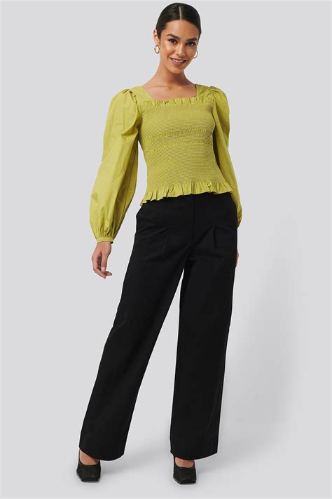Creased Effect Loose Fit Pants Schwarz Na