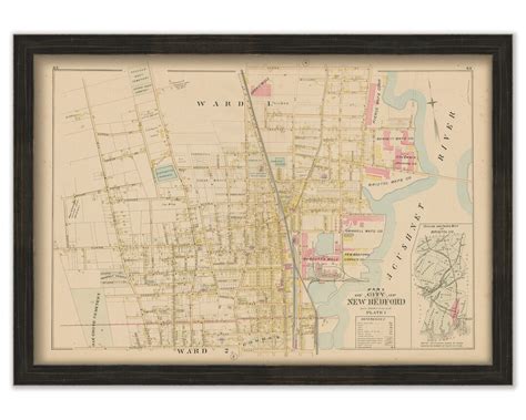 New Bedford Massachusetts 1895 Map Plate 1 Downtown Replica Or Genuine Original Etsy