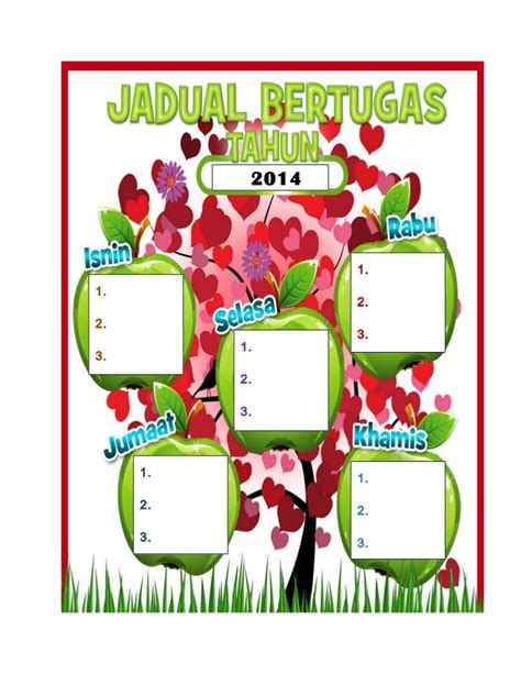 Contoh Jadual Bertugas Kelas Yang Kreatif