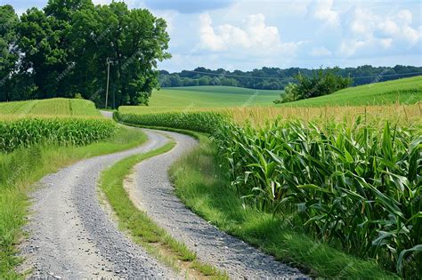 Premium Photo Rural Country Road Through Corn Field