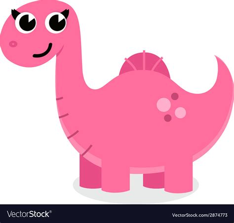 Cute pink dinosaurus isolated on white Royalty Free Vector