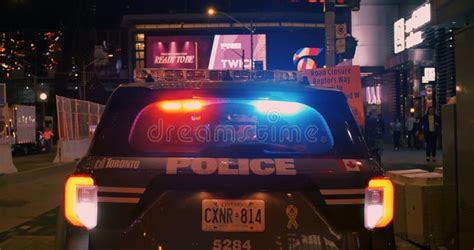 Toronto, Canada - May 6, 2023 Rear View of Police Car with Flashing ...