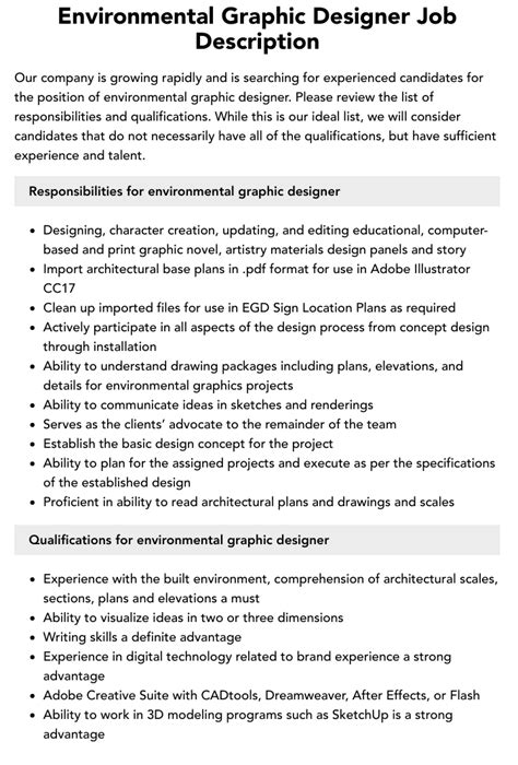 Environmental Graphic Designer Job Description Velvet Jobs