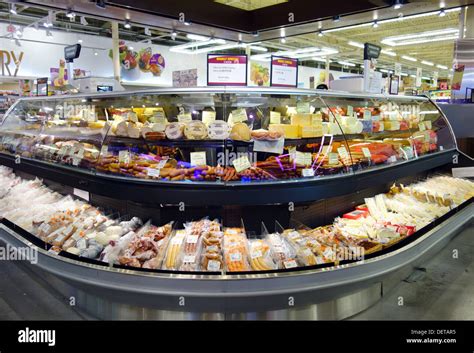 Meat And Cheese Counter At A Supermarket In Toronto Canada Stock Photo