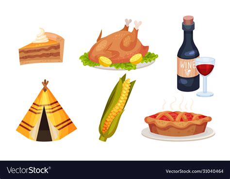 Thanksgiving holiday symbols and attributes Vector Image