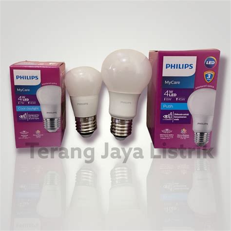 Jual Lampu LED Bulb Philips 4 Watt Besar 4w Kecil My Care Putih Cool