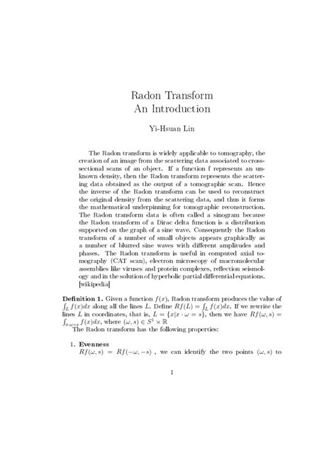 Radon Transform Intro | PDF | Mathematical Analysis | Mathematical Physics