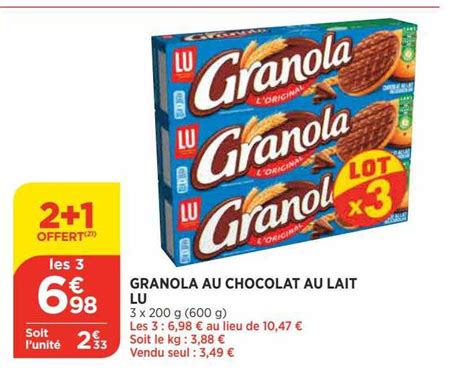 Promo Granola Au Chocolat Au Lait Lu Chez Atac Icatalogue Fr