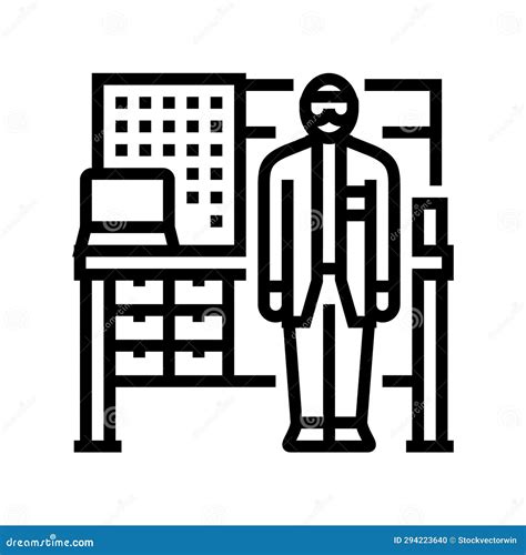 Medical Technologist At Workbench Line Icon Vector Illustration Stock