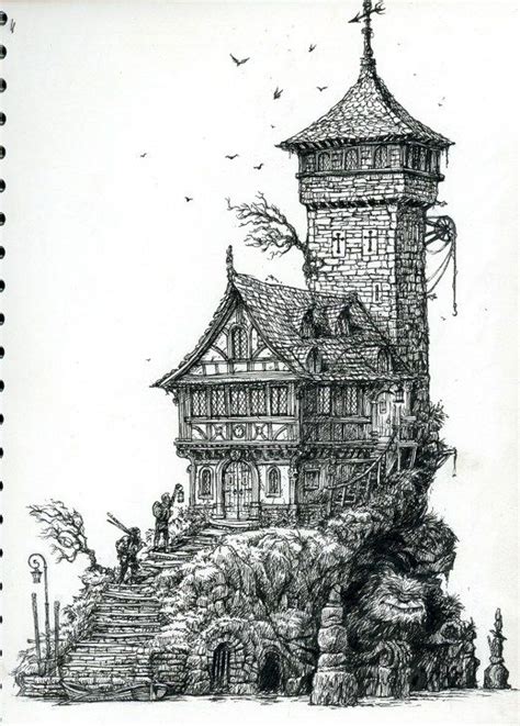 Old_Tower_Leo_Hartas_Illustration Pencil Art Drawings, Art Sketches ...