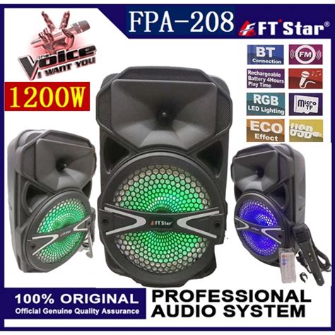 Megapro Ftstar Fpa 208 Portable Bluetooth Trolley 8 Speaker W Wired Microphone Shopee Philippines