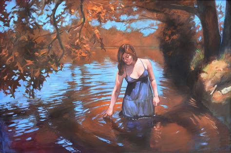 Woman In River And Maple Tree Painting HD Wallpaper Wallpaper Flare