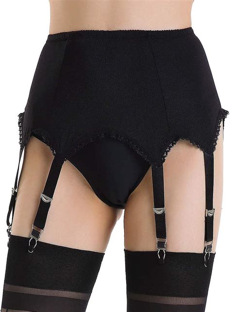 Alacki Womens Solid Color Vintage Garter Belt With 6 Straps Metal Clip