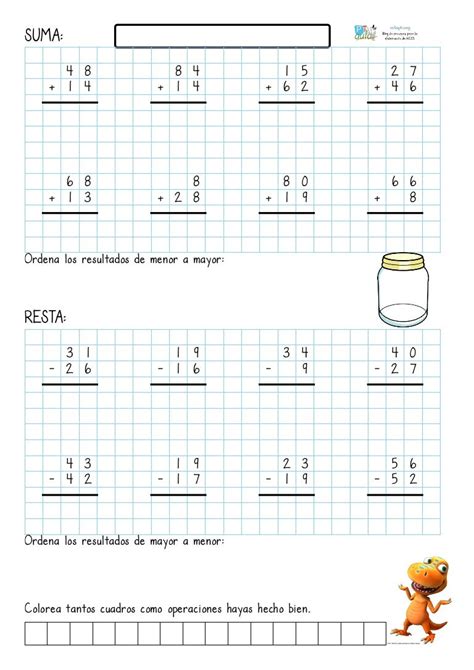 Cuaderno De Sumas Y Restas Con Llevadas Hasta El 100