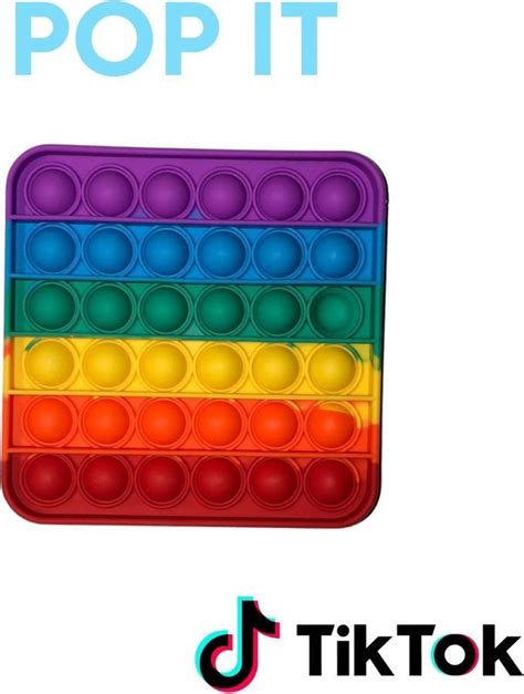 Fidget Toys Among Us Pop IT Vierkant Regenboog Pop IT Pakket 2