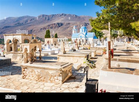 Cemetery And Orthodox Church Near Pontamos Beach On Island Of Halki