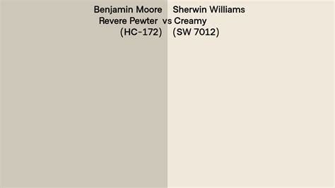 Benjamin Moore Revere Pewter Hc 172 Vs Sherwin Williams Creamy Sw 7012 Side By Side Comparison