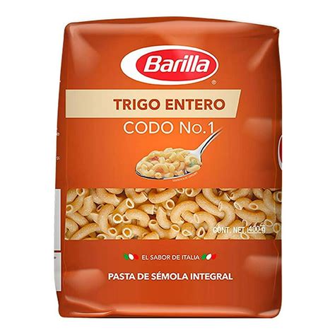 Pasta Integral Codo No 1 Barilla 400 Gr Lavalencianamx