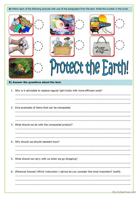 How To Protect The Earth At Home Rea English Esl Worksheets Pdf And Doc