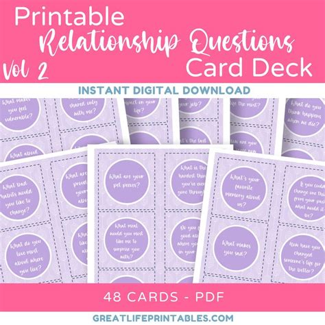 Couples Questions Printable Card Deck Couples Gift Printable Etsy