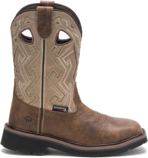 Wolverine Rancher Aztec Steel Toe Wellington Wp Womens Brown Wide Work Ruze Shoes