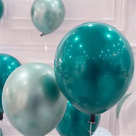 30 Pcs 15 Sets 10inch Double Layer Pearl Teal Green Latex Balloon