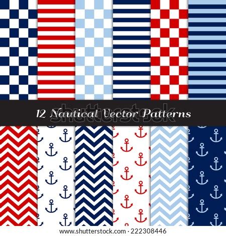 Sea Nautical Backgrounds White Blue Red Stock Vector