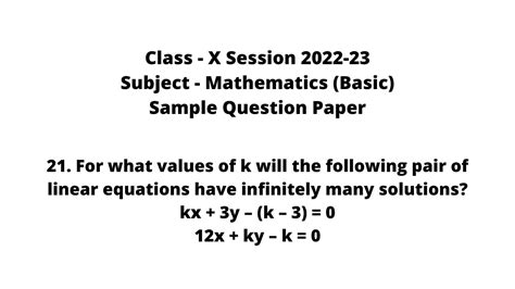 For What Values Of K Will The Following Pair Of Linear Equations Have