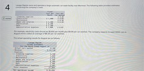 Solved 4 Lavage Rapide Owns And Operates A Large Automatic Chegg