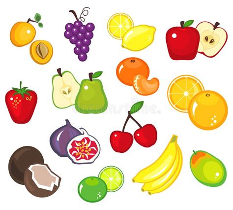 Cartoon Fruits Collection Stock Illustrations Cartoon Fruits